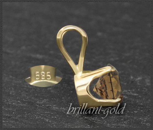 Brillant 585 Gold Anhänger, cognac 0,10-0,50ct